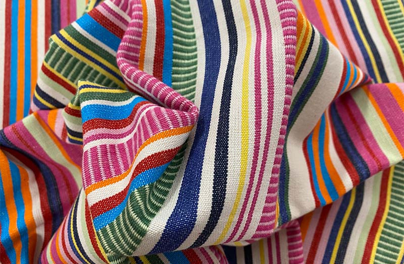 Pink, Green, Dobby Weave Striped Fabrics | Stripe Curtain Fabrics | Upholstery Fabrics